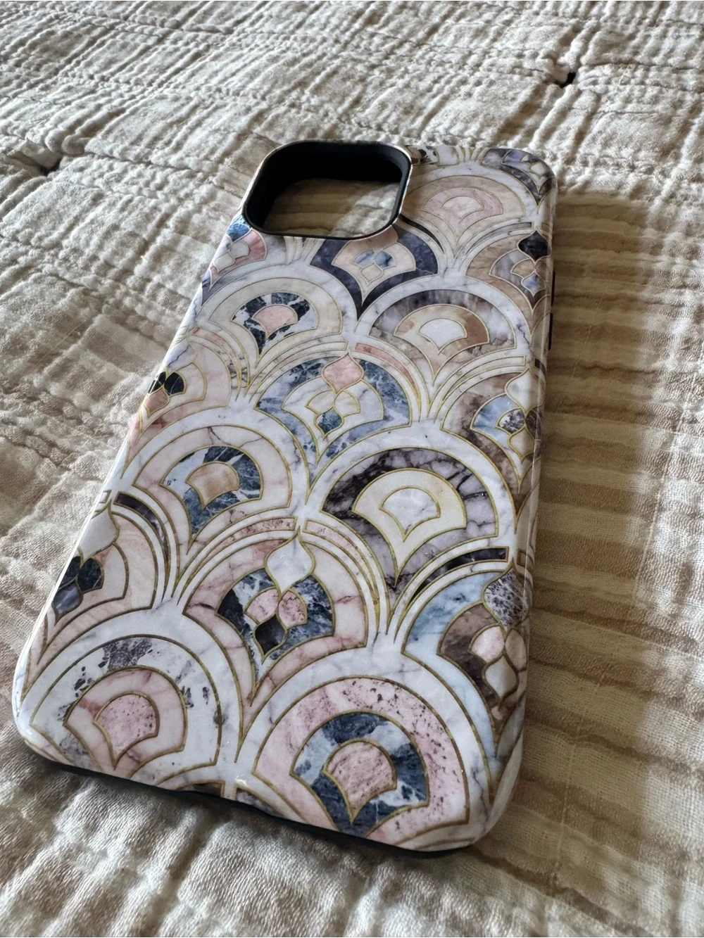 Decorative Marble Pattern Phone Case - Pink & Blue